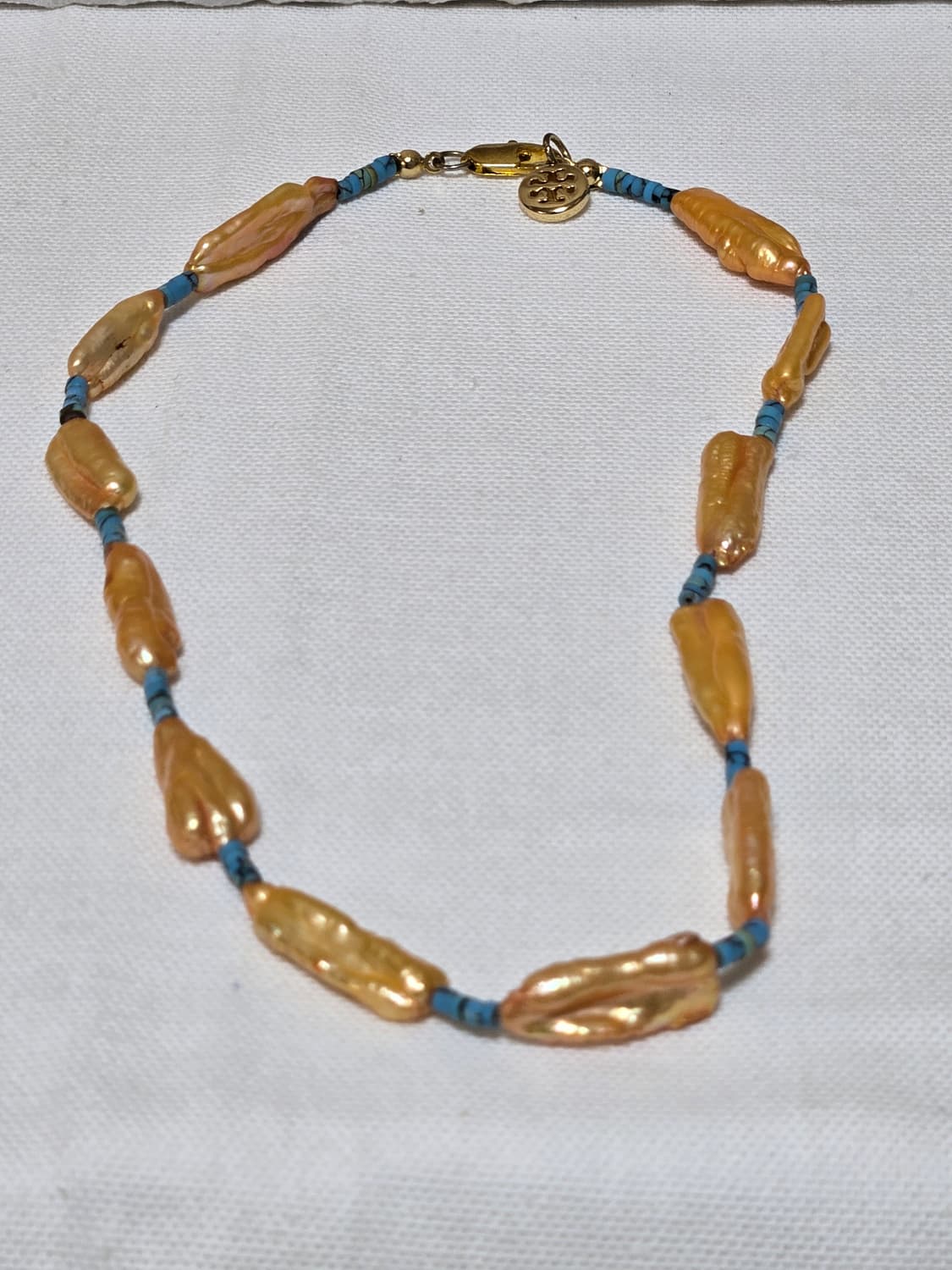 미국 빈티지 피치 바로크 진주 목걸이 & 팔찌 세트 상품이미지2