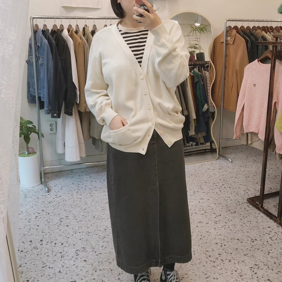 베네통 도톰 오버핏 면가디건 상품이미지2