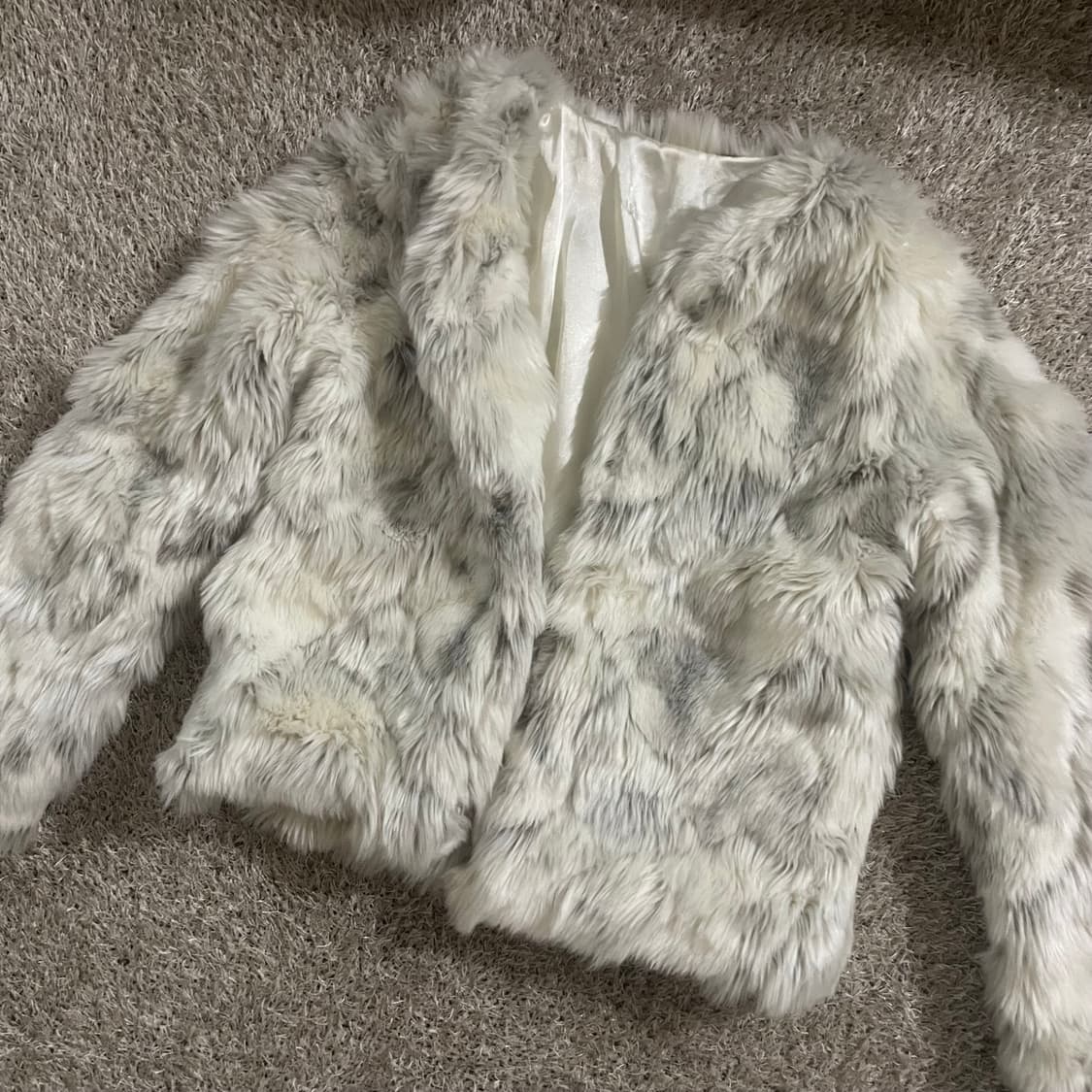 화이트 그레이 믹스 퍼 자켓 상품이미지1