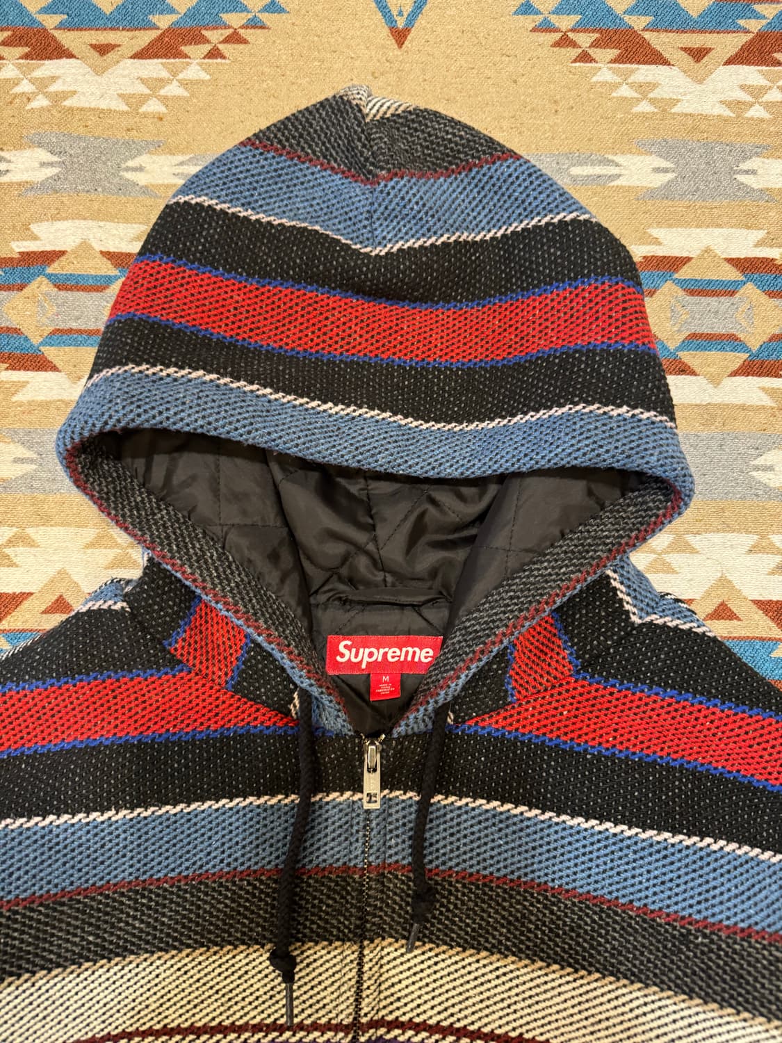 [M] 슈프림 우븐 스트라이프 후드 자켓 블랙 - 25ss 상품이미지6