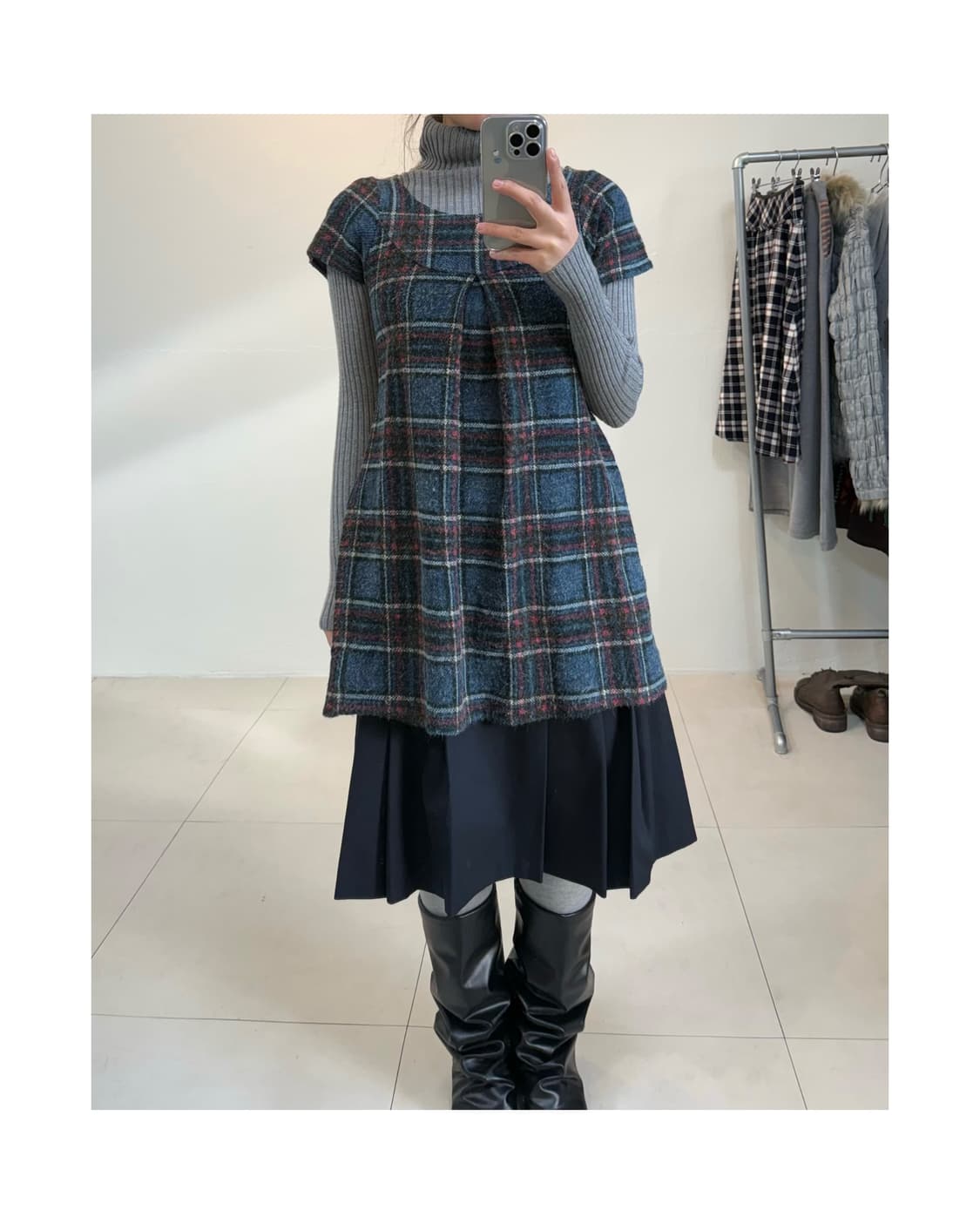 빈티지 체크 원피스 상품이미지1