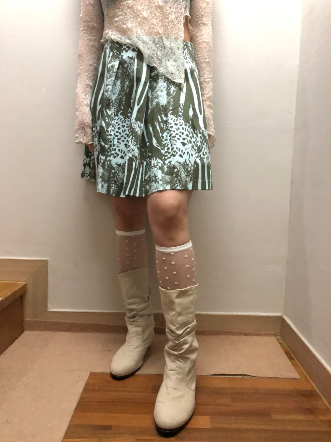 빈티지 라이트 블루 미니 스커트 상품이미지2