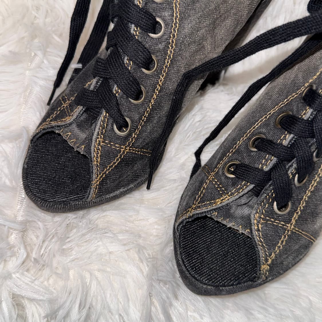 220 데님 레이스업 웨지힐 스니커즈 상품이미지3