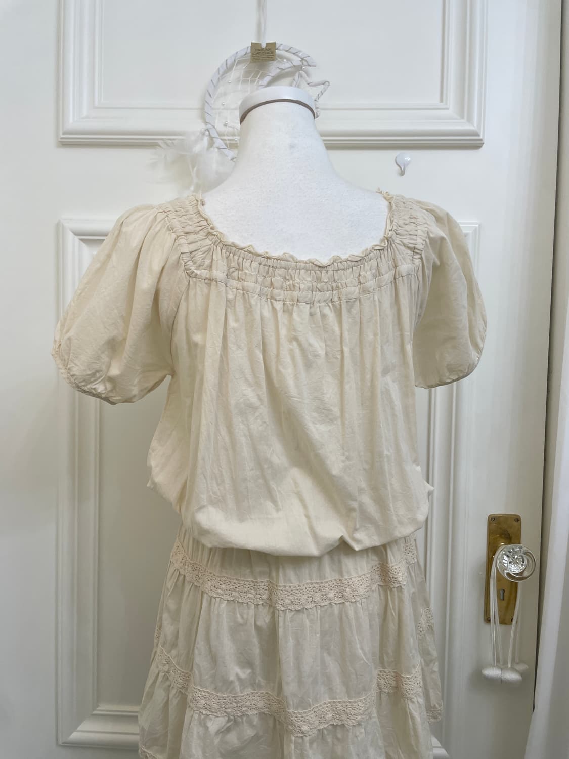 ivory lace trimming bow point cotton opc 상품이미지4