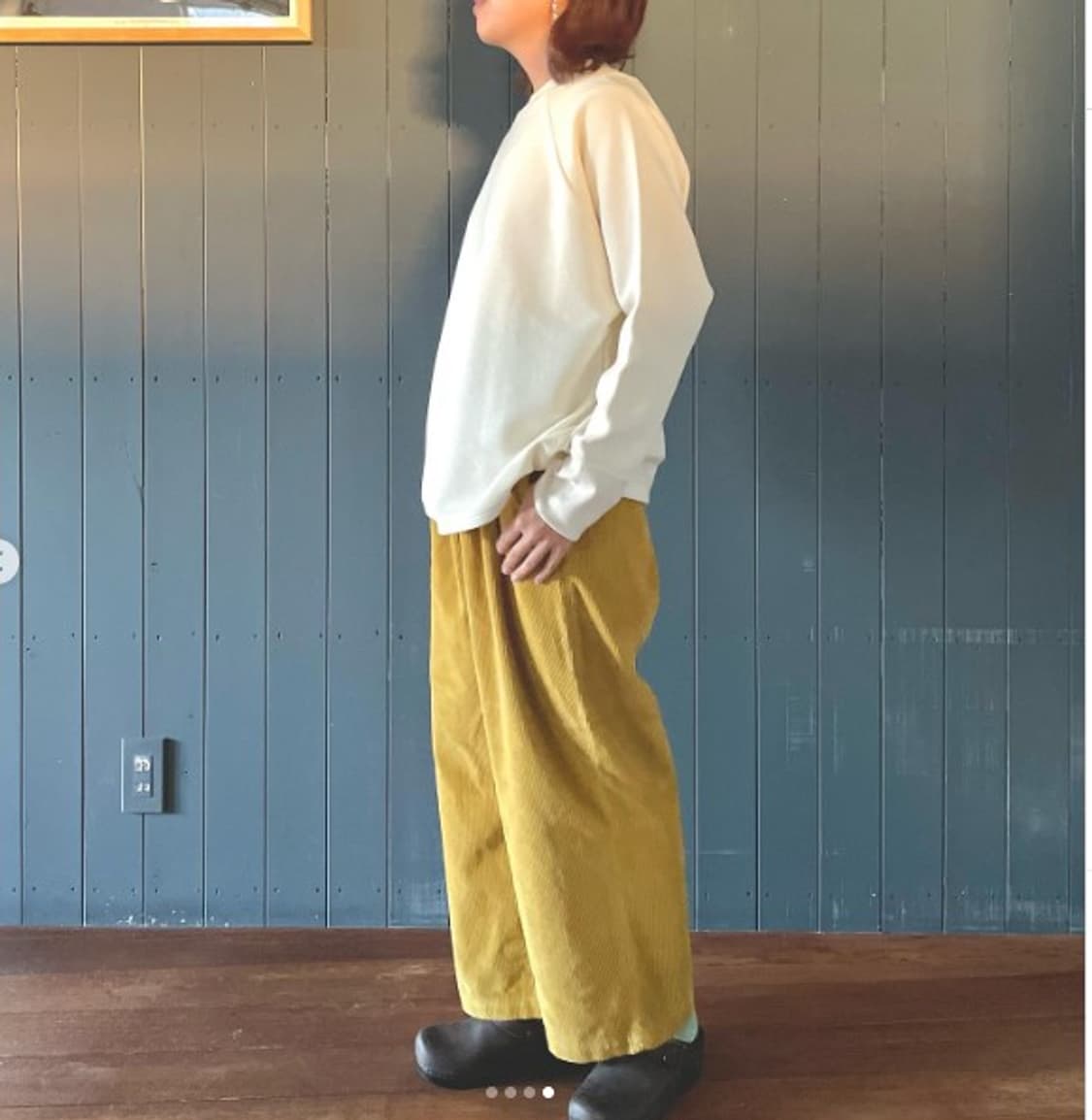 일본 도밍고 크림색 코듀로이 와일드 팬츠 새상품 상품이미지2