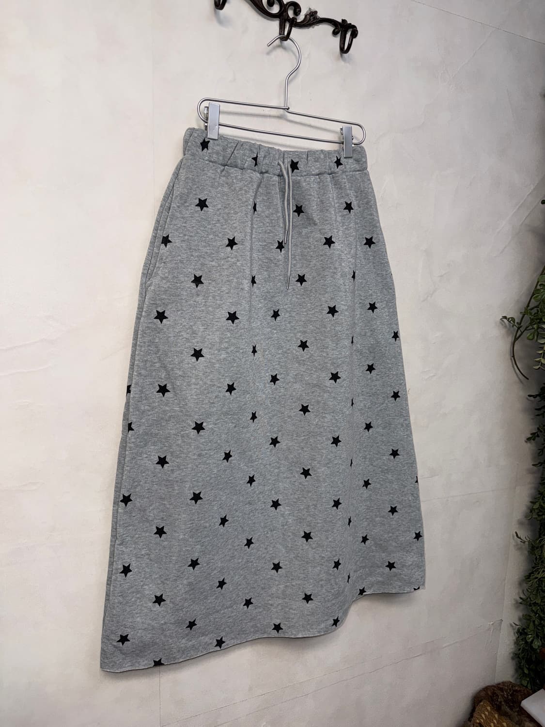 Gray star pattern banding maxi skirt  상품이미지2