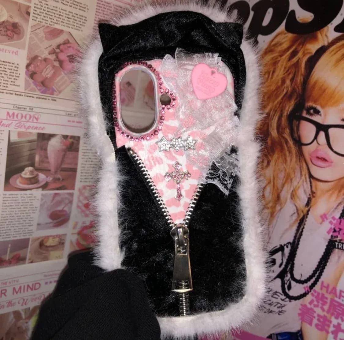 17프로 핑크레오파드 히메갸루 오네갸루 라떼갸루 폼폼 고양이 폰케이스 상품이미지2