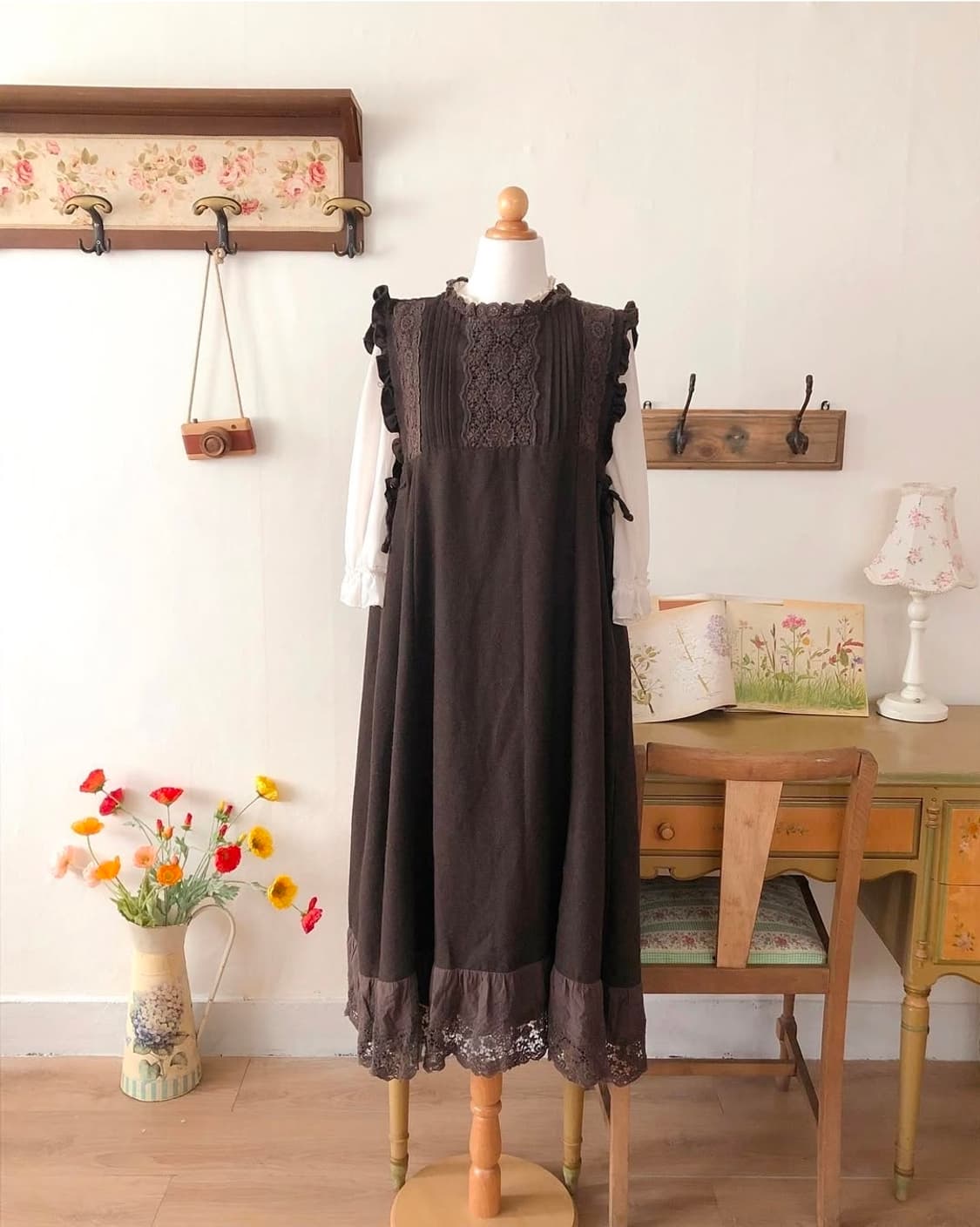 빈티지 유럽 슬리브리스 원피스 상품이미지1