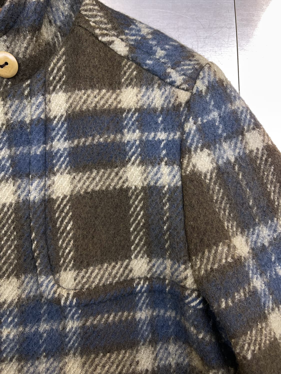 드리스 반 노튼 체크 울 더플 후드 코트 상품이미지6