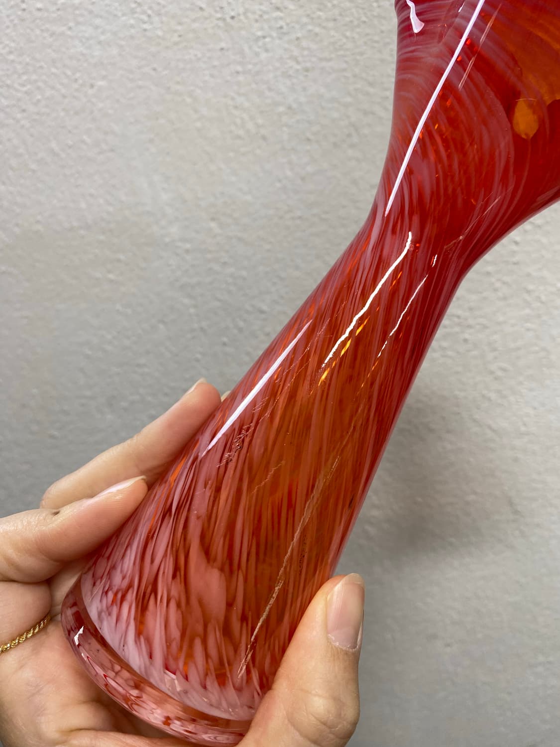 일본 유리공예 화병 마블 레드 상품이미지3