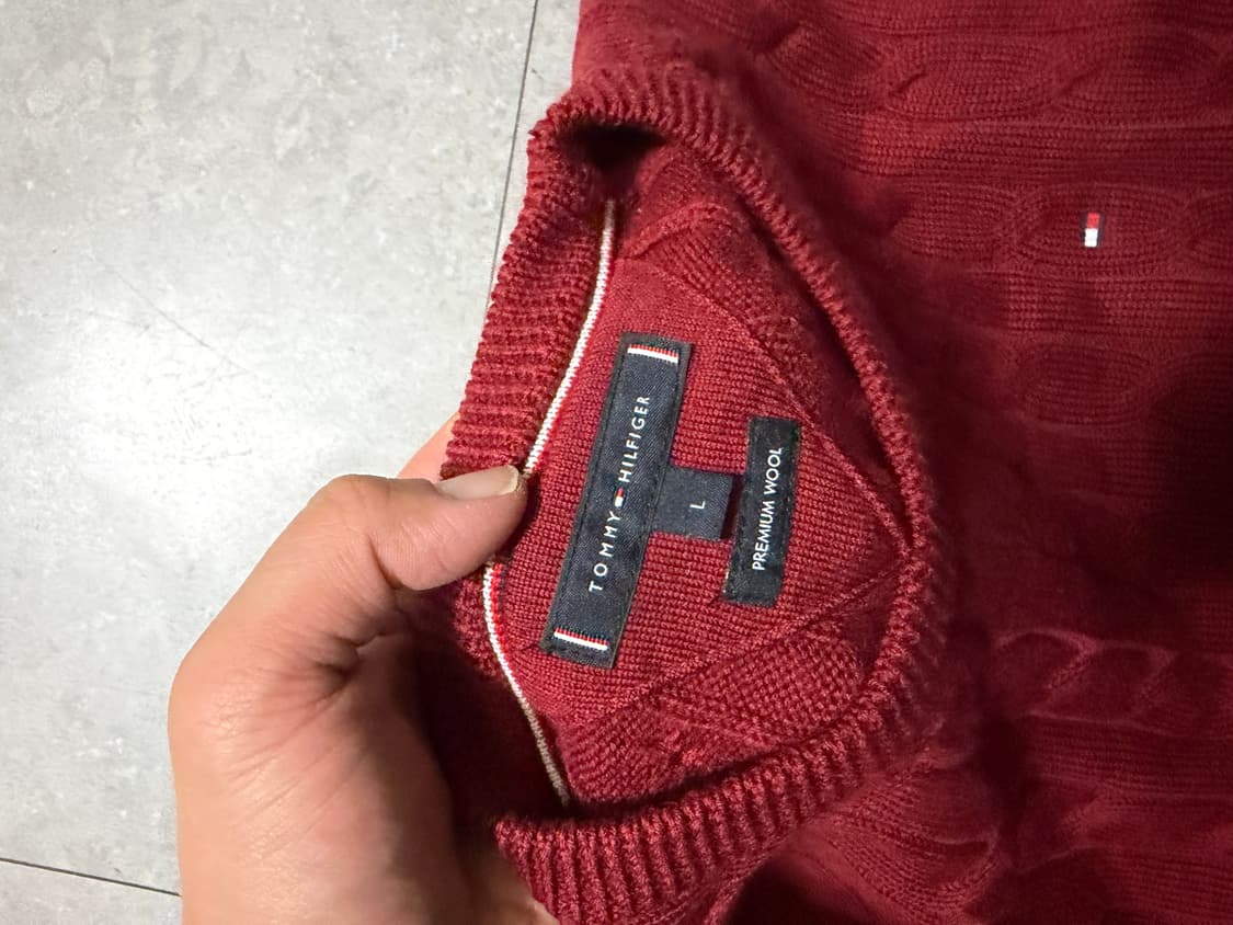 타미힐피거 버건디 프리미엄 울 케이블 니트 100size   상품이미지4