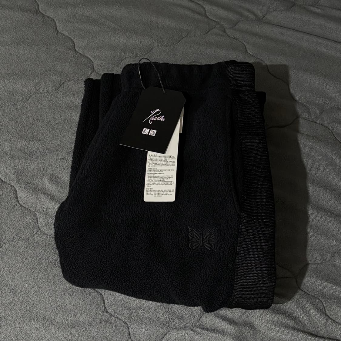 (S)니들스 유니클로 후리스 와이드 팬츠 긴기장 블랙 상품이미지1