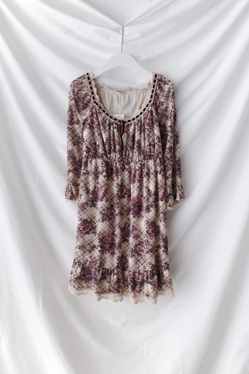 check flower one-piece 상품이미지1