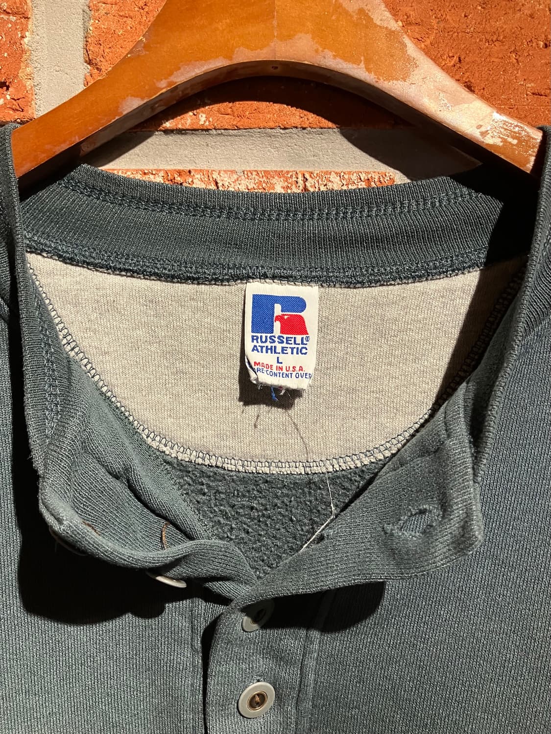 90s USA 빈티지 러셀 헨리넥 스웻 셔츠 맨투맨 상품이미지5