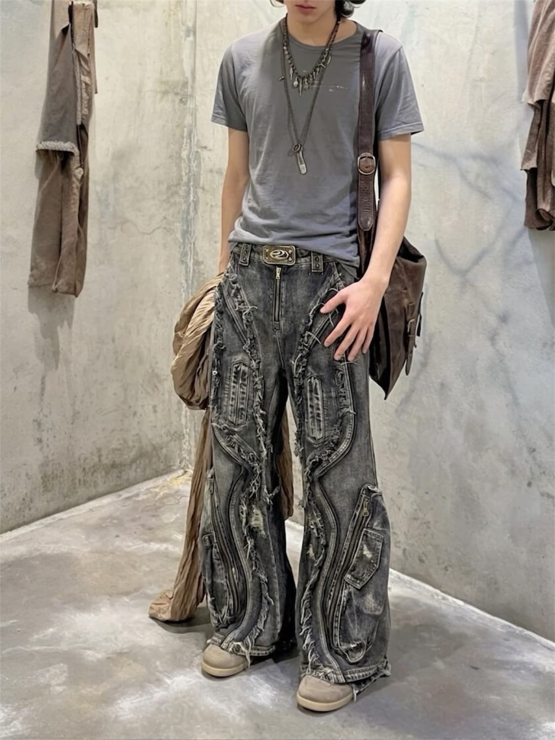 PERSONSOUL ALIENS DIRTY RIPPED 데님 배기진 상품이미지1