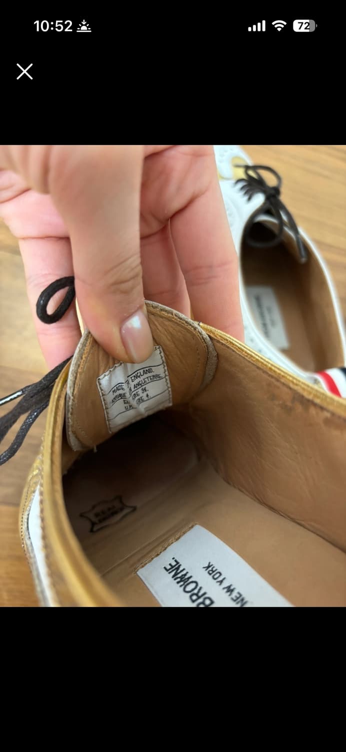 톰브라운 메탈릭 골드 화이트 윙팁 상품이미지6