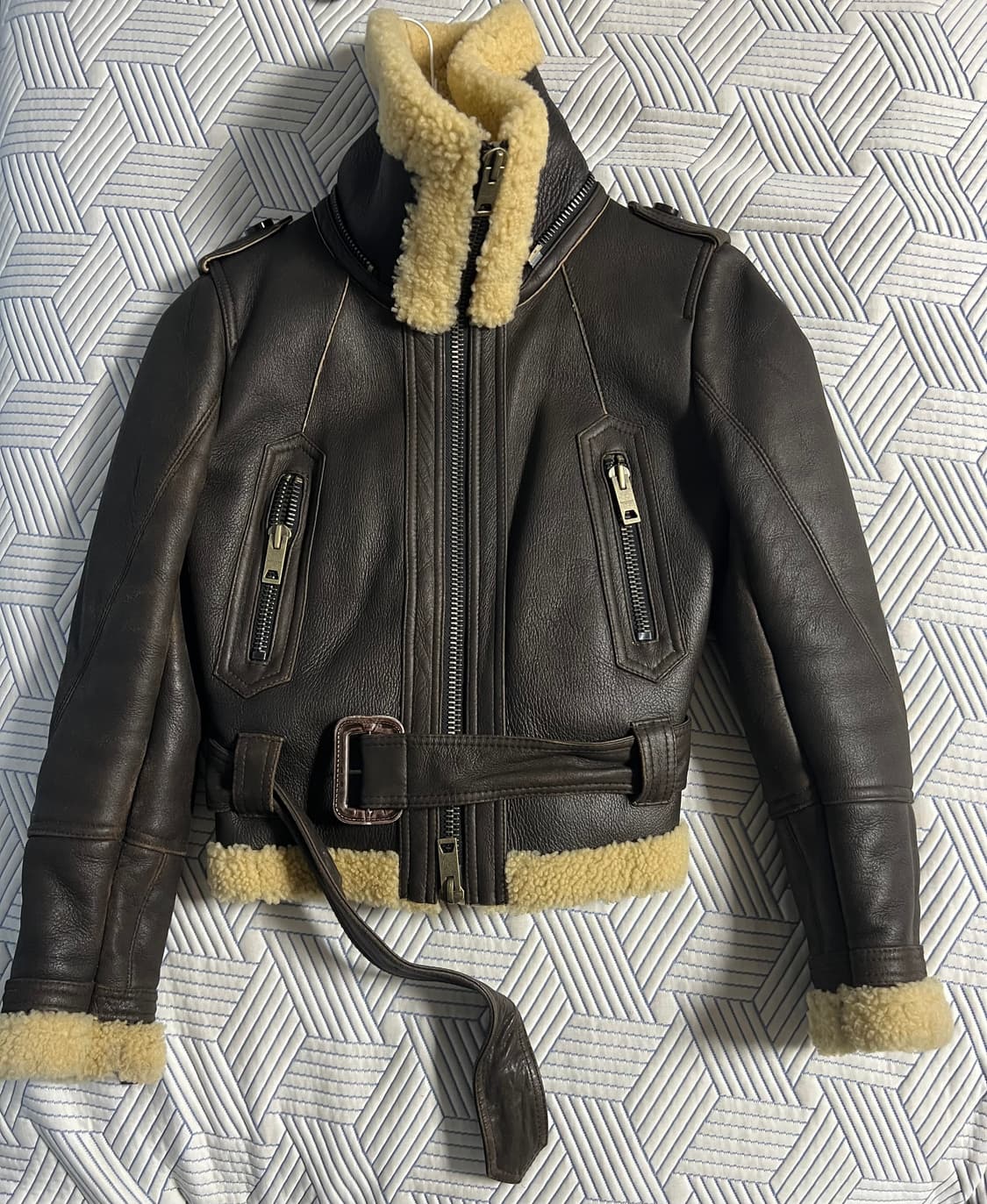 천연 가죽 무스탕 자켓 브라운 상품이미지1