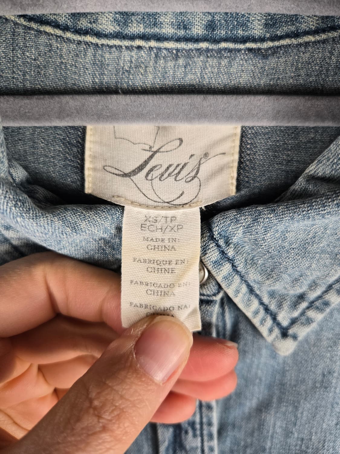 [무료배송]리바이스 XS 여성 약스판 웨스턴 데님 청 셔츠 연청 상품이미지8