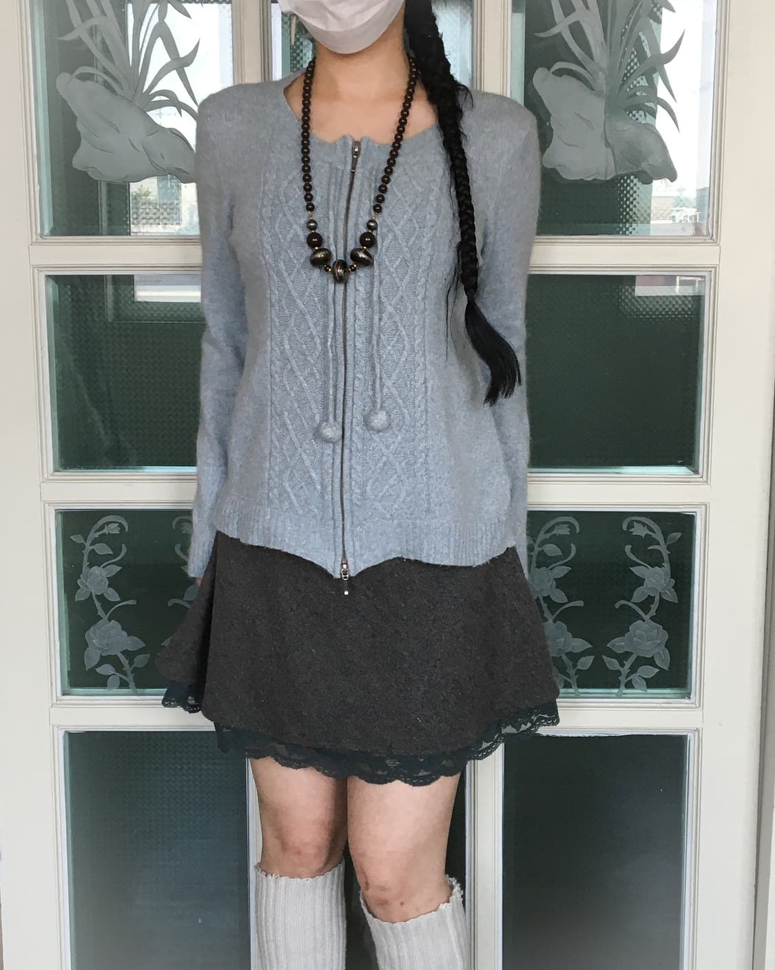 Pom pom cable point knit cardigan zip up 상품이미지6