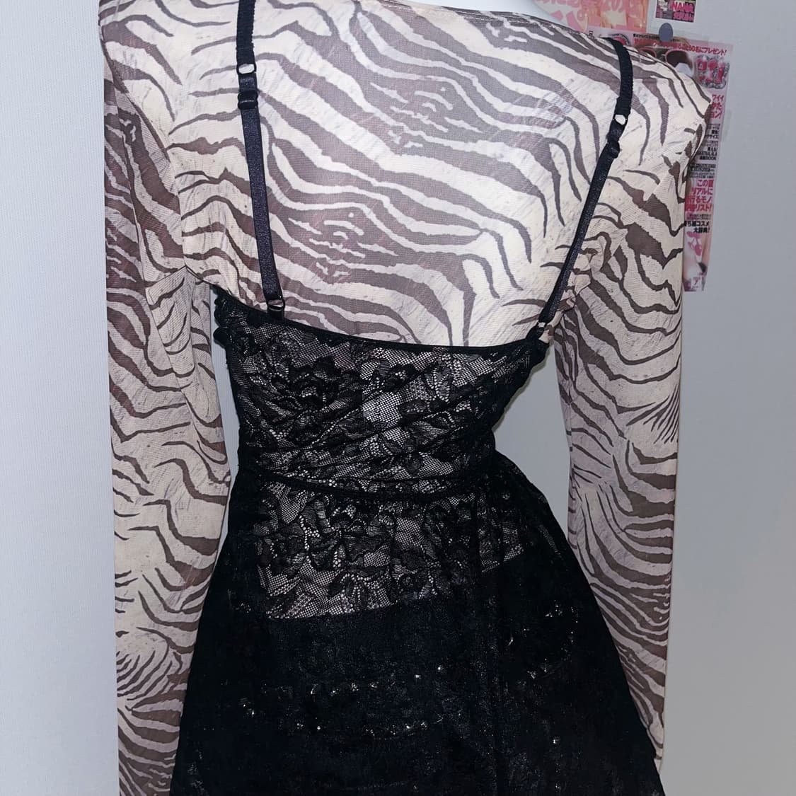 00‘s 갸루 와투케  지브라 레이스 레이어드 세트  상품이미지7