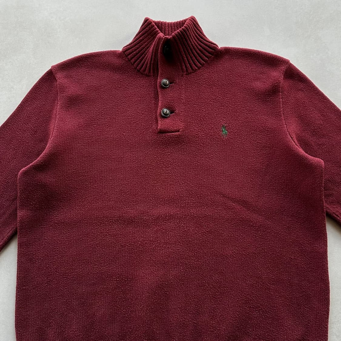 [L]폴로 랄프로렌 버튼 하이넥 버건디 코튼 니트 상품이미지4