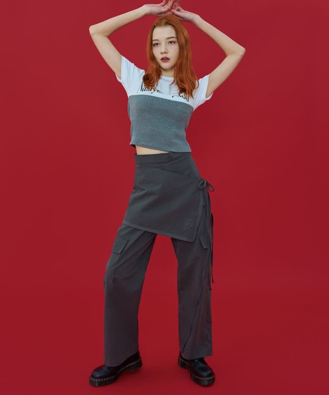 [M] 팬시클럽 린트 와이드 랩 팬츠 상품이미지1