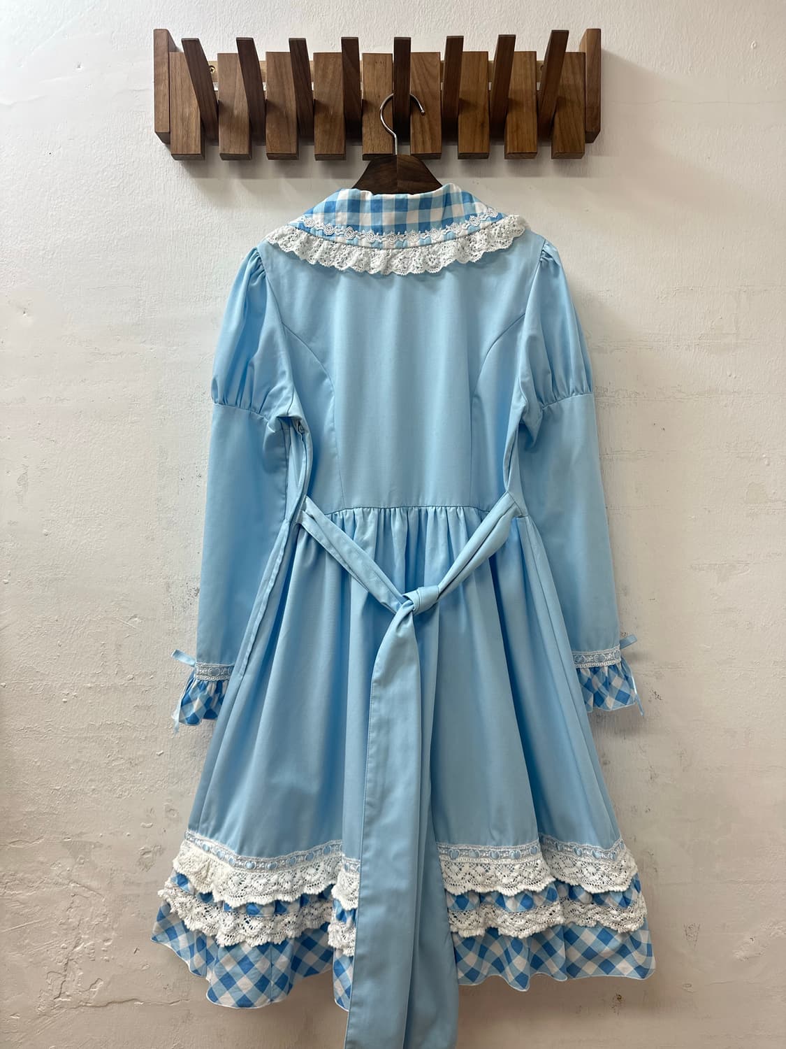 BODY LINE 바디라인 로리타 양산형 체크 레이스 카라 원피스 상품이미지4