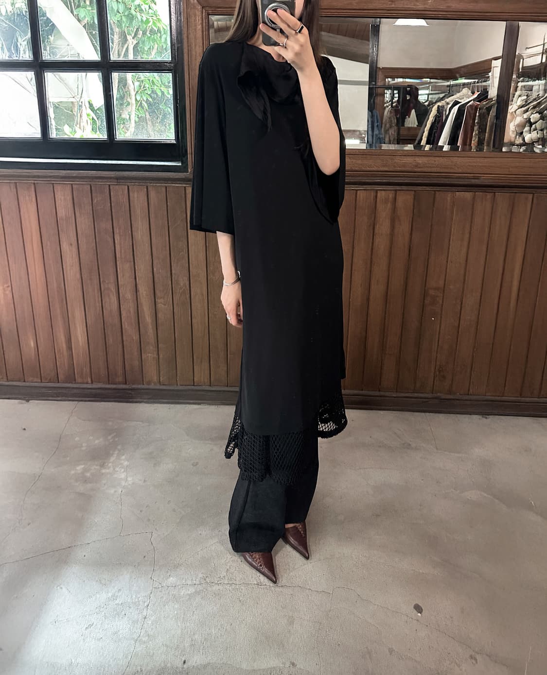 TOGA PULLA draped satin mesh dress 상품이미지3
