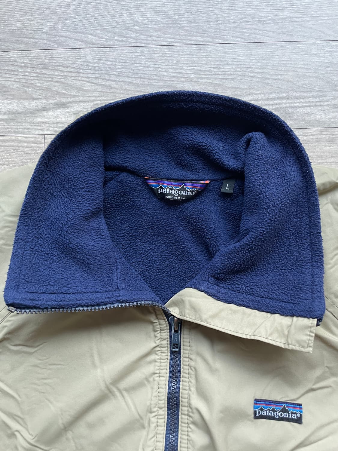 80s 파타고니아 쉘드 신칠라 베이지 네이비 봄버 자켓 rare usa 상품이미지3