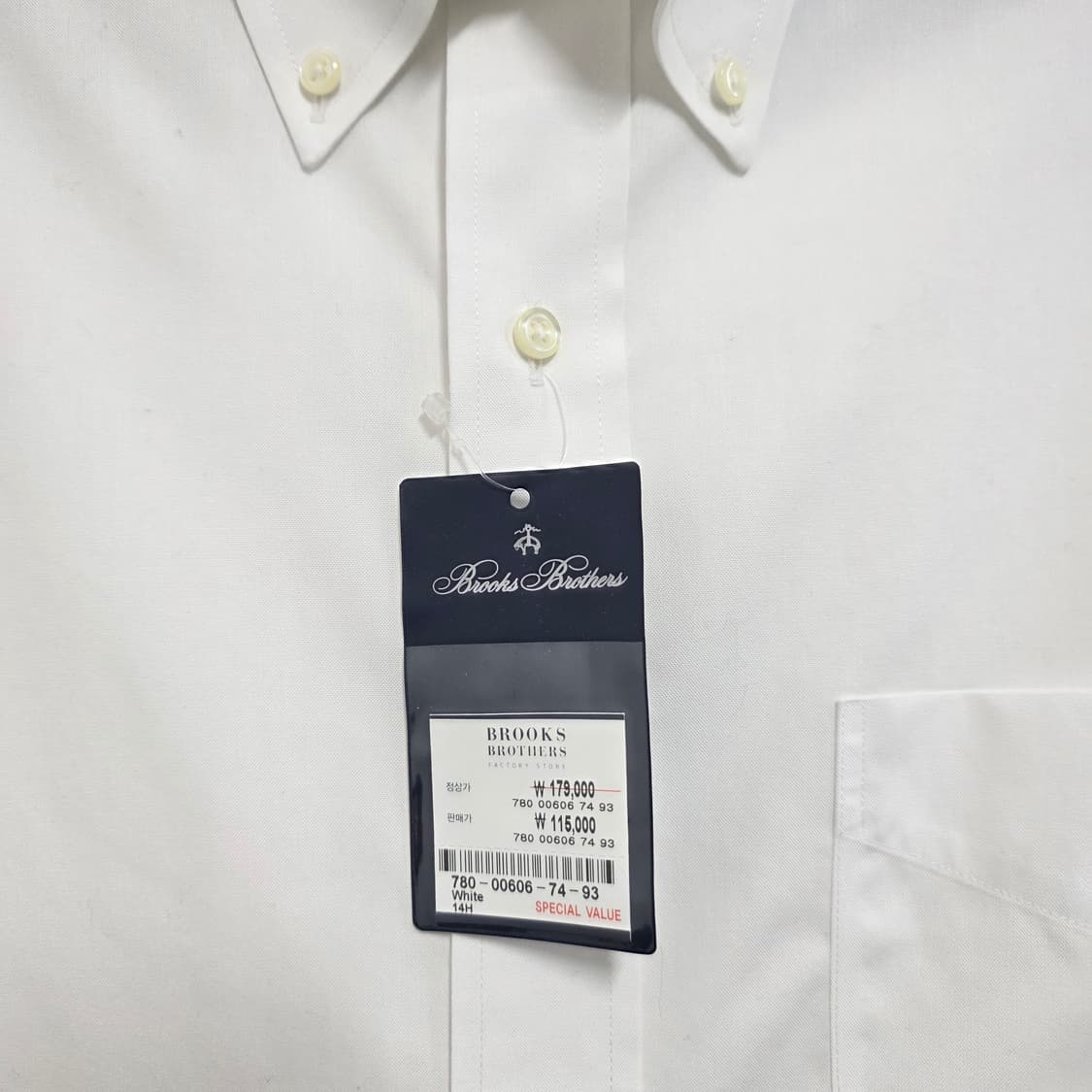 새상품) 95 브룩스브라더스 논아이론 화이트 반팔 셔츠 상품이미지3