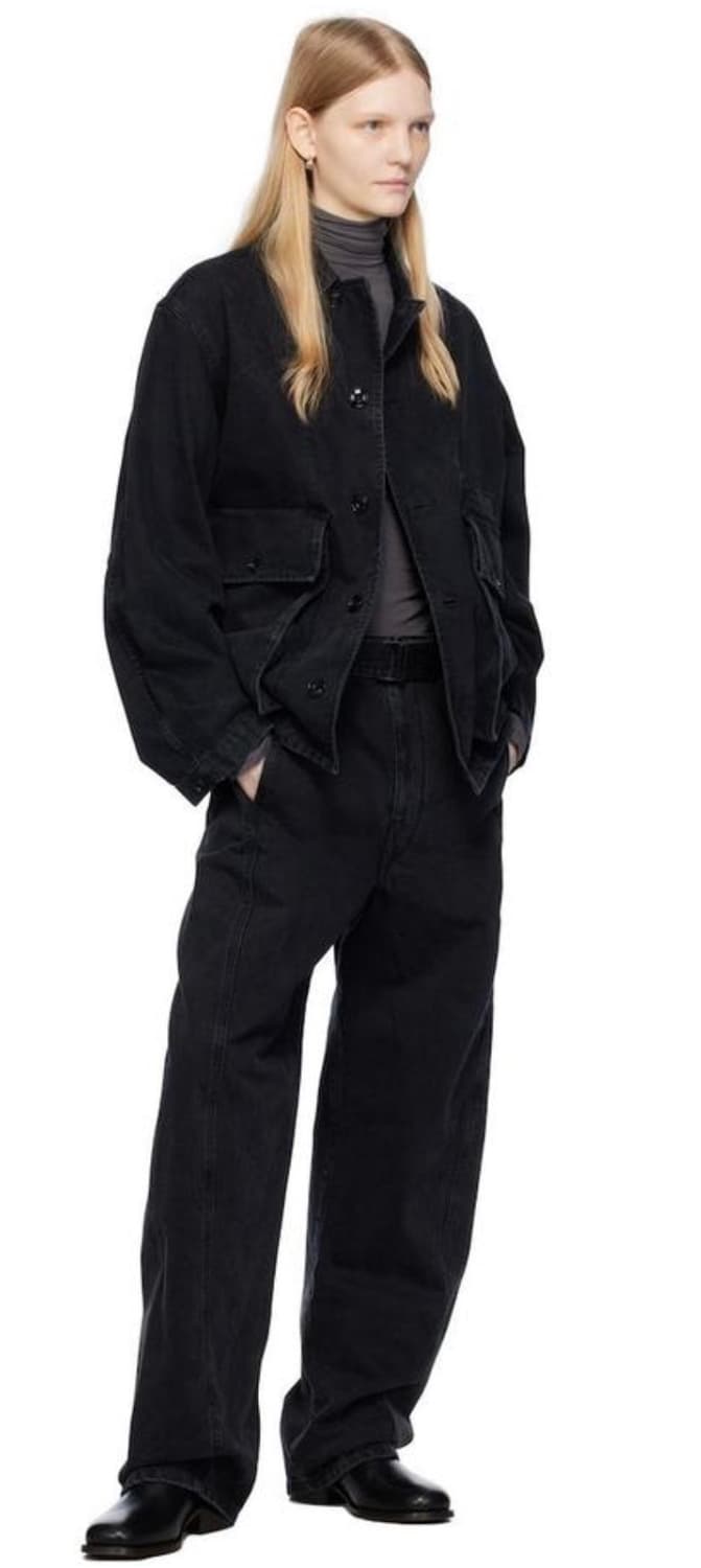 [L] 르메르 박시 데님 자켓 블리치 블랙 ssense 익스클루시브 상품이미지2