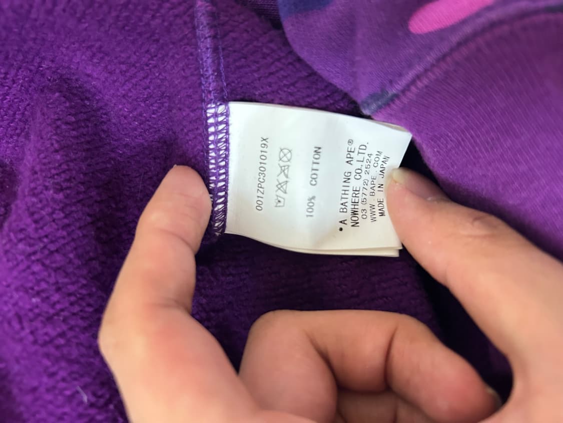 베이프 후드집업 퍼플 xl 상품이미지9