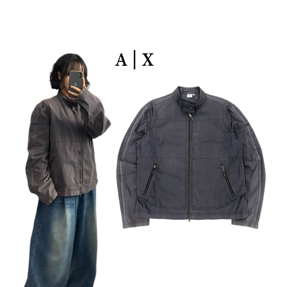 아르마니 익스체인지 페이딩 코튼 바이커 자켓 상품이미지1
