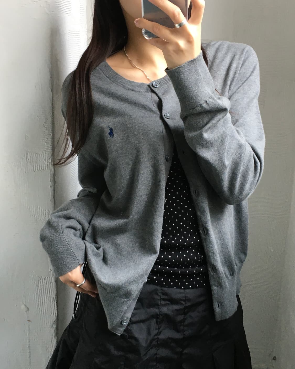 Polo 폴로 랄프로렌 QR화이트라벨 피마코튼 그레이 가디건 상품이미지2