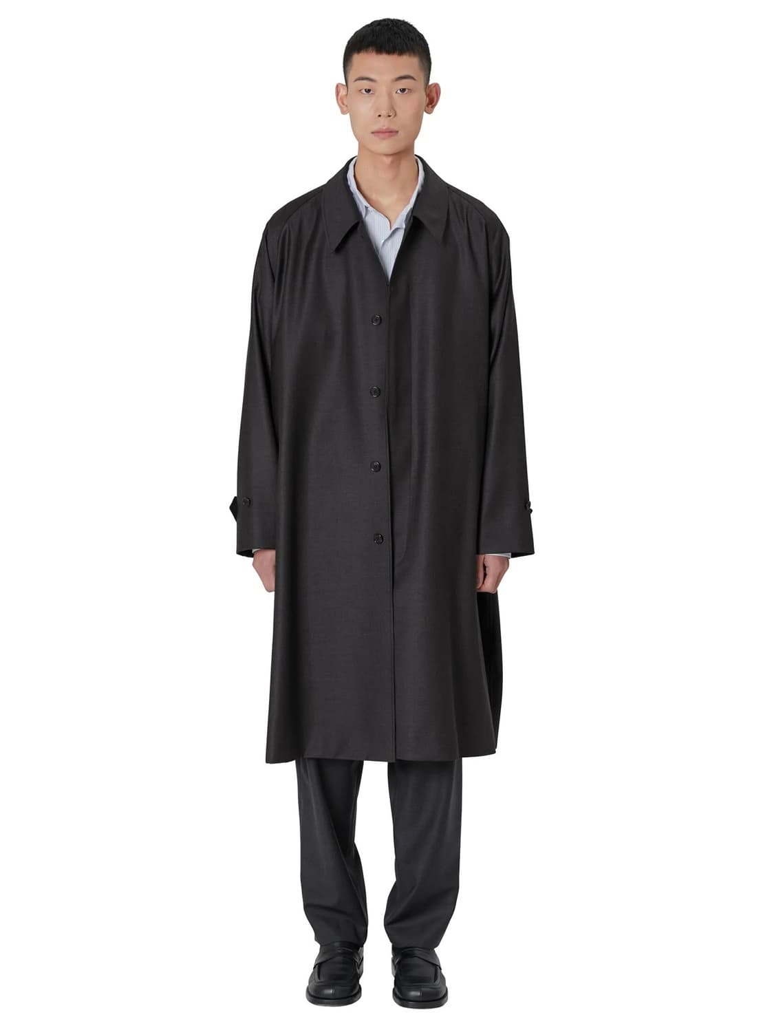 Wool balmacaan coat charcoal 상품이미지4