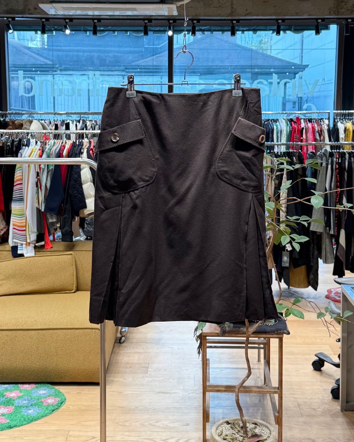 발렌티노 브라운 포켓 프릴 미디스커트  상품이미지1