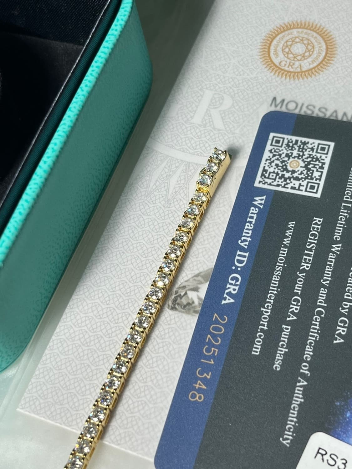 *새상품* 모이사나이트 4프롱 18k 옐로우골드 원터치 테니스 은팔찌  상품이미지4