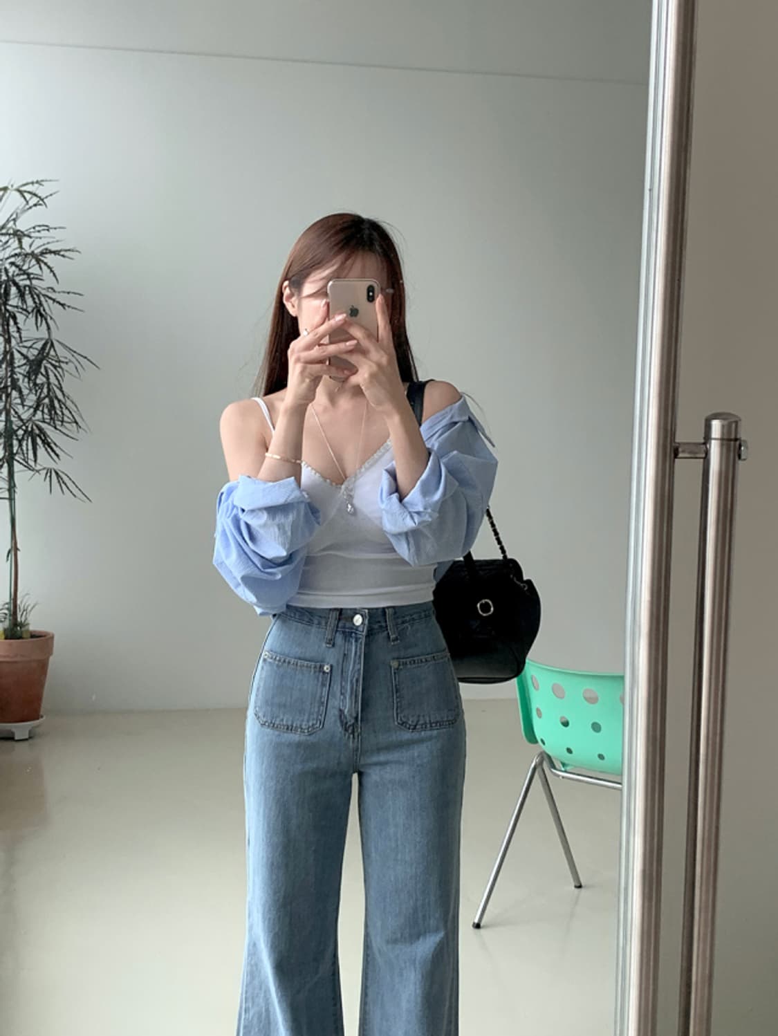 워싱존예 라이트블루 와이드 데님 팬츠 새상품 상품이미지4