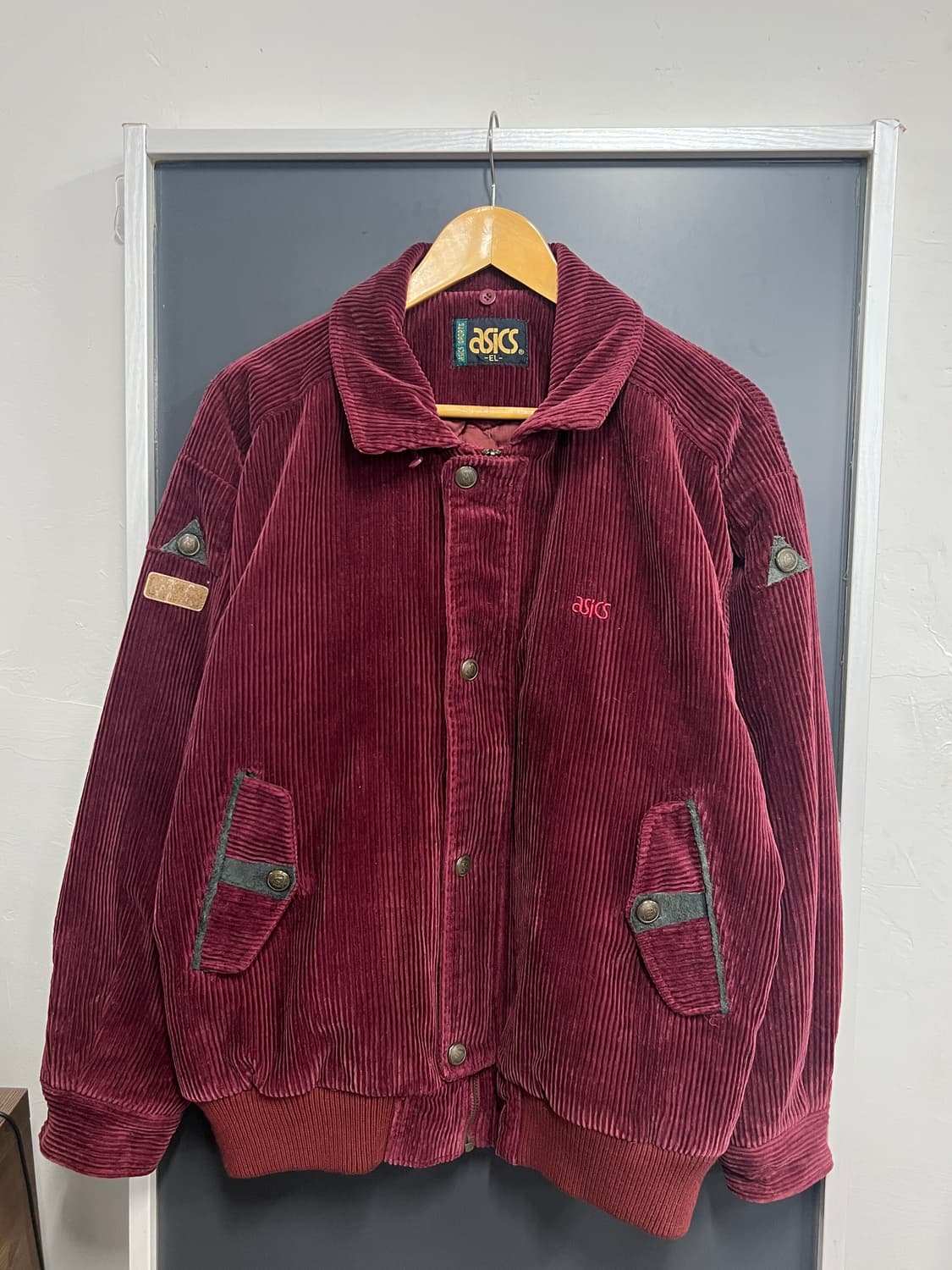 아식스 90s 빈티지 코듀로이 버건디 봄버 자켓 상품이미지3