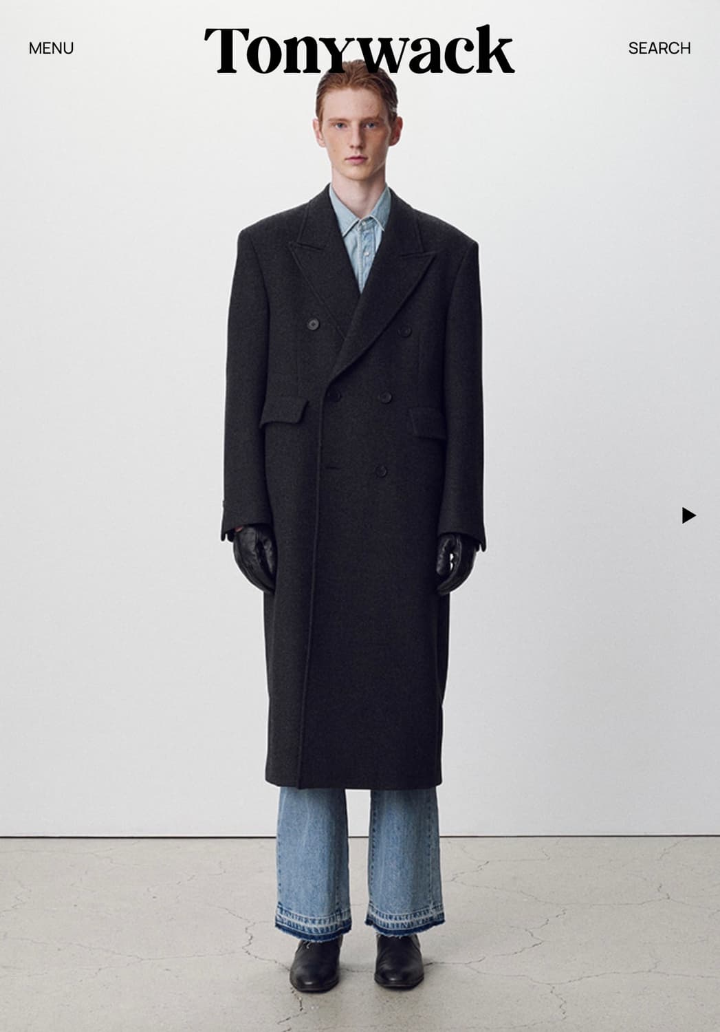 토니웩 헤링본 울 더블 브레스티드 코트 다크헤링본 그레이 XL 상품이미지1