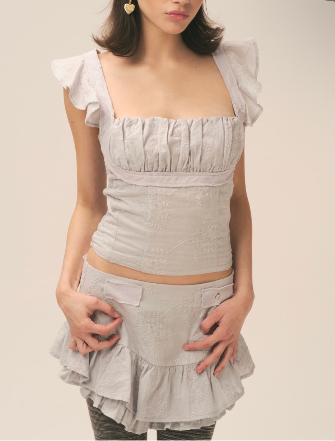 (새제품) 글로니 rodeo ruffle top 베이비 블루 상품이미지4