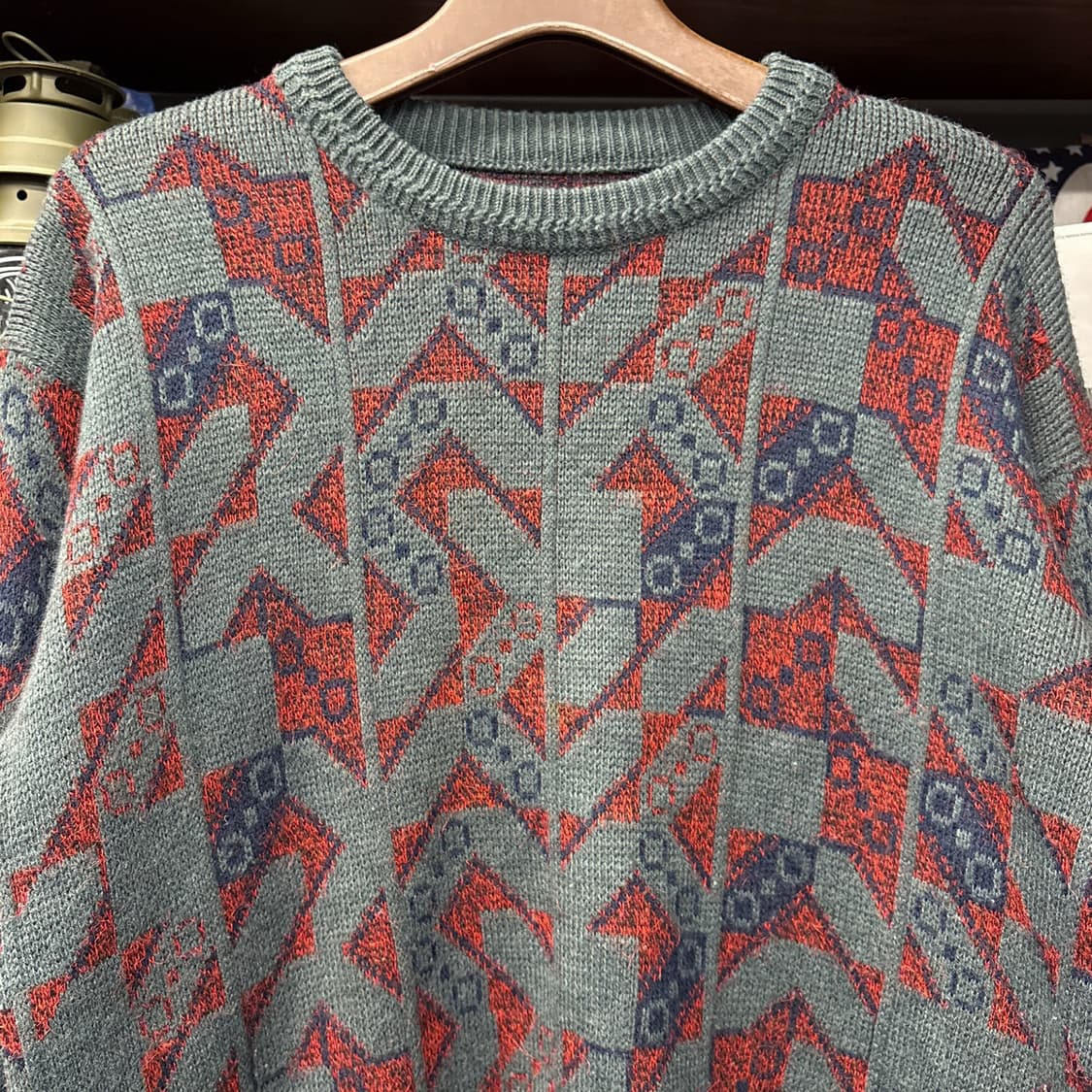 90s 빈티지 지오매트릭 자카드 패턴 스웨터 N155 상품이미지3