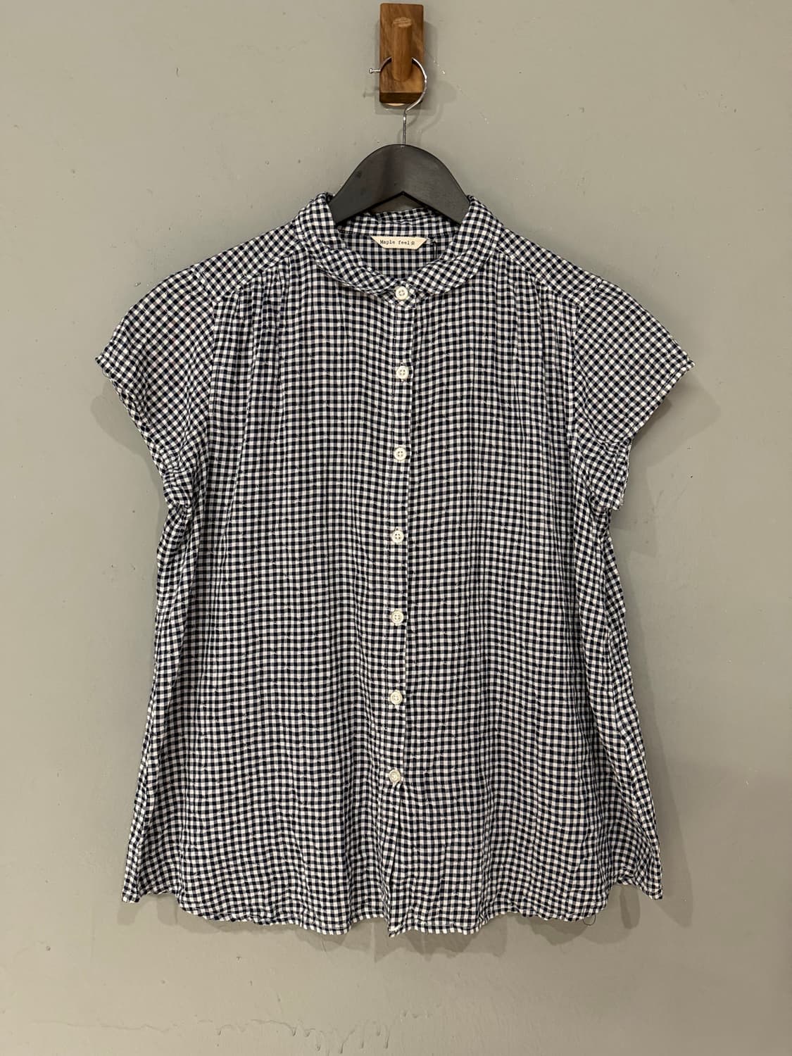 nerd navy check pattern blouse 상품이미지5
