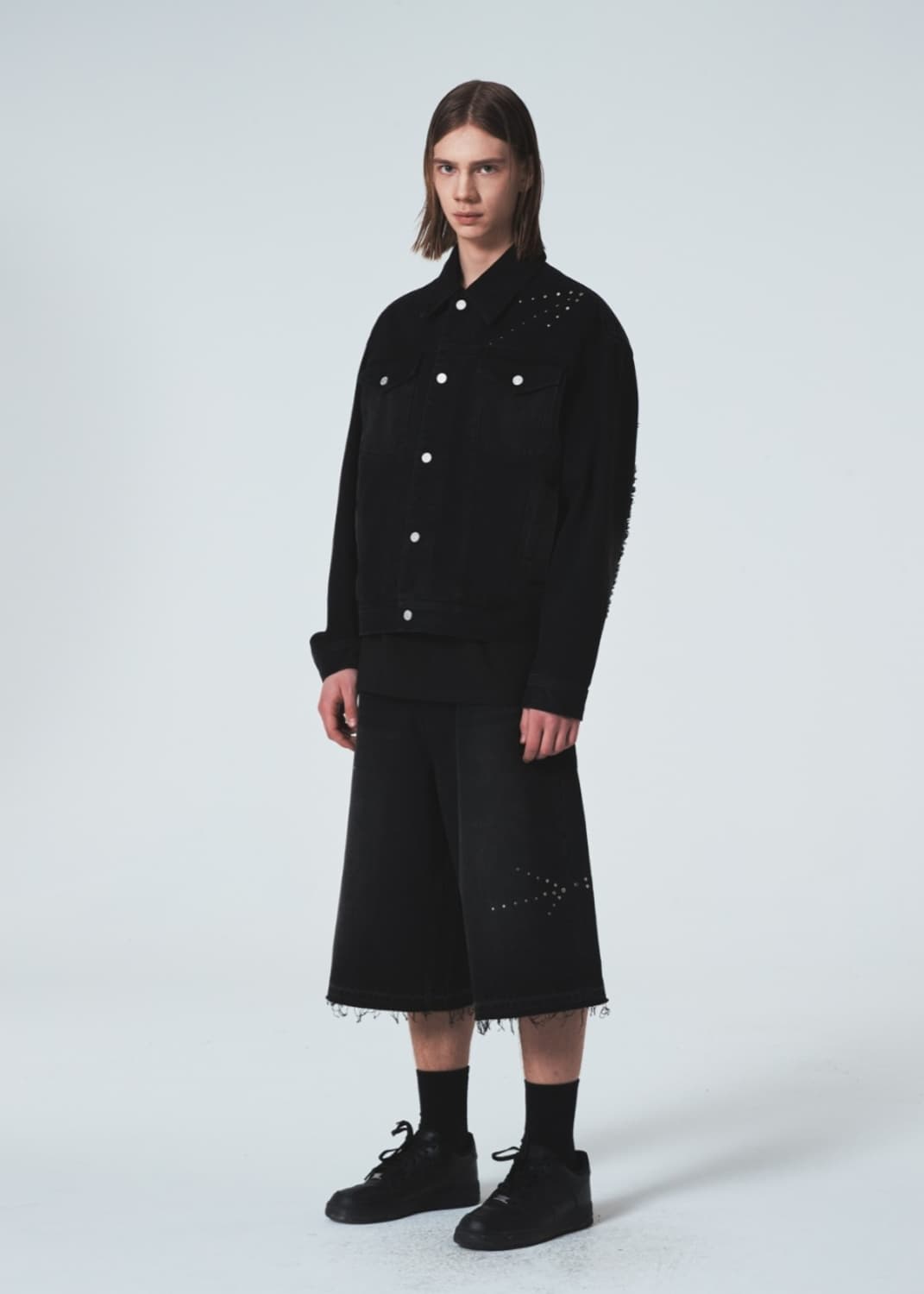 메종미네드 스터드 데님 트러커 블랙 s 상품이미지7