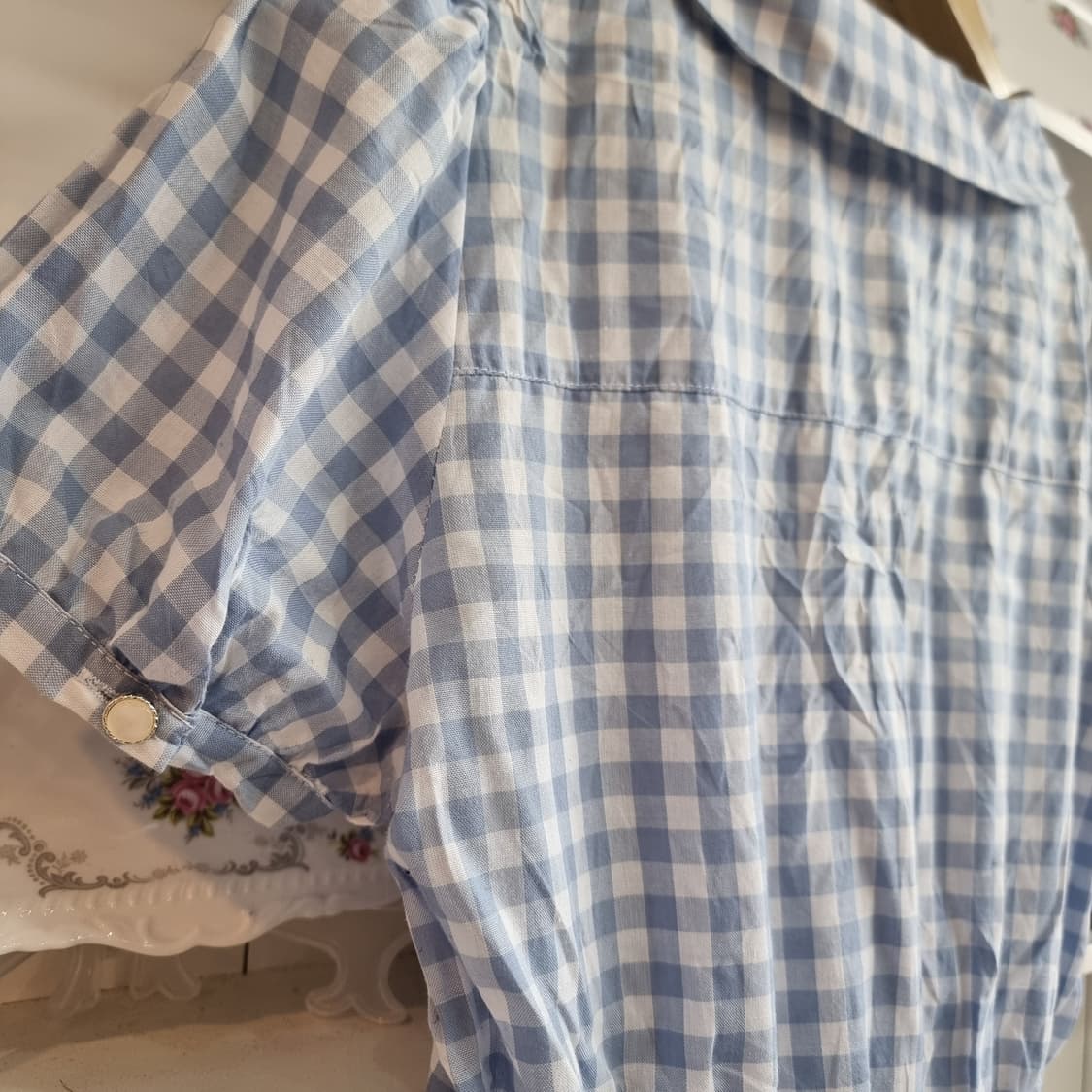 스카이블루 체크 세일러카라 원피스 상품이미지6