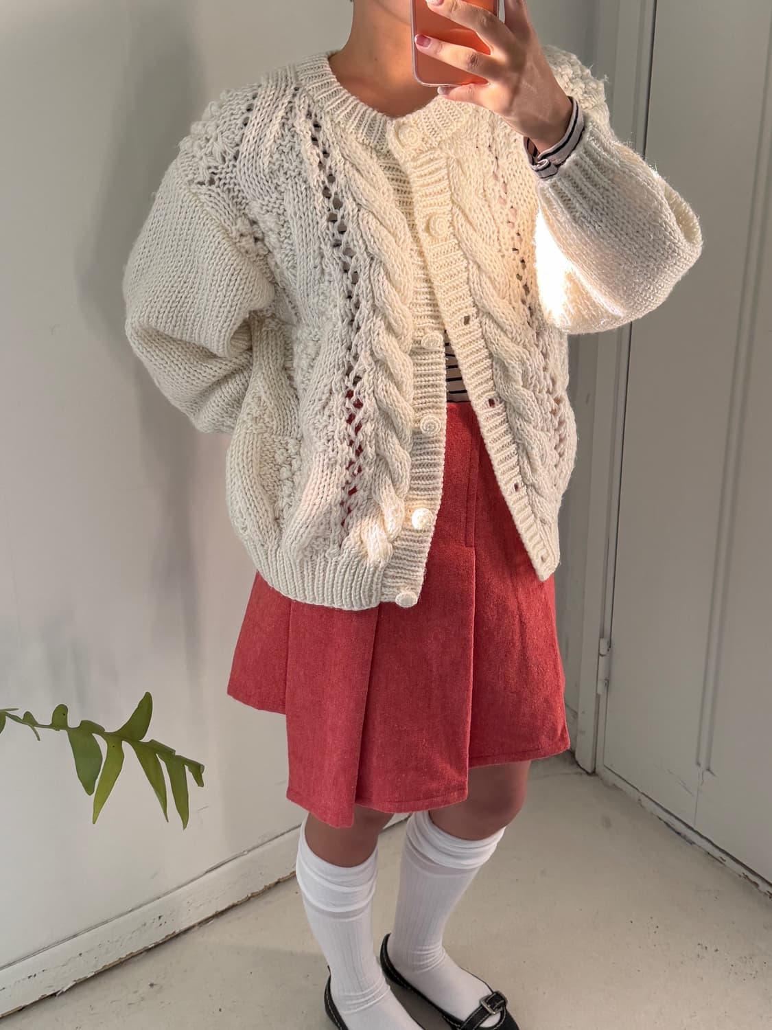일본빈티지 화이트 꽈배기 니트가디건 상품이미지3