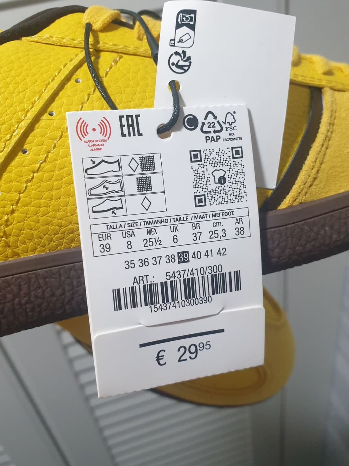 자라 노란색 색상 운동화 39사이즈 (250cm) 상품이미지3