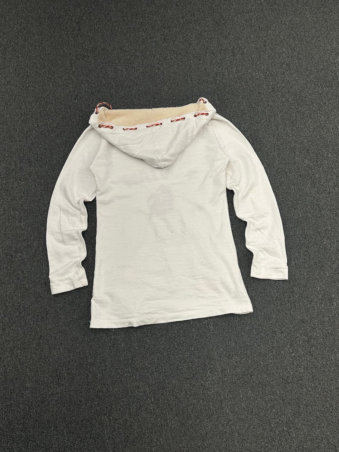 OS)Japanese vintage 여성 자수 그래픽 화이트 후디 상품이미지4