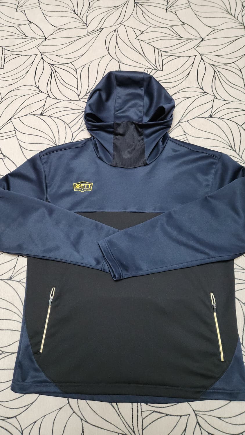 ZETT 제트 배색 웜업 후드티 네이비 블랙 상품이미지1