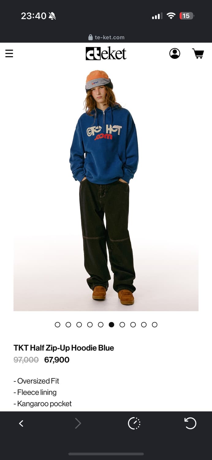 teket half zip-up hoodie, blue M 상품이미지2